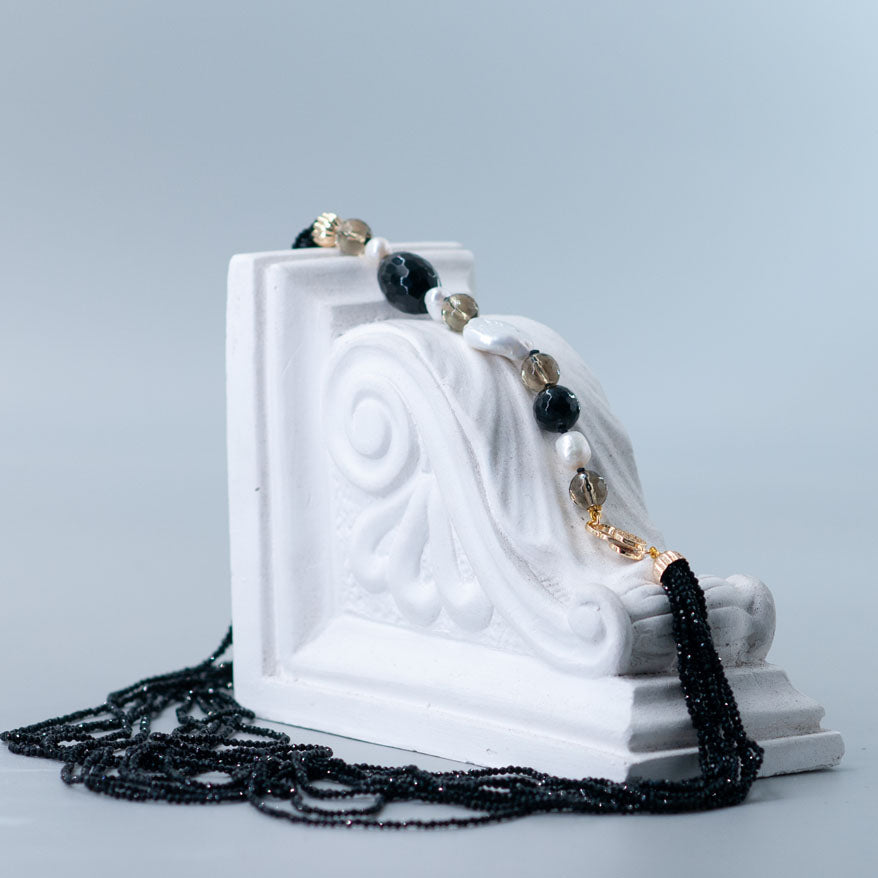 Collana Cristalli Neri 10 Fili con Chiusura