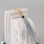 Collana Cristalli Grigi e Perle di fiume con Chiusura in Ottone