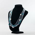 Collana Cristalli Grigi e Perle di fiume con Chiusura in Ottone